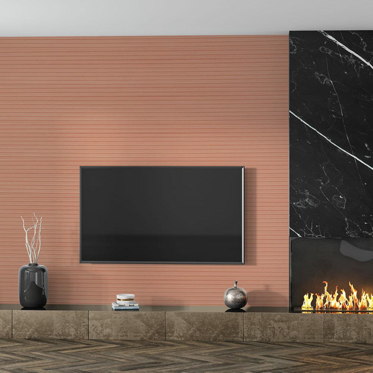 самоклеящаяся 3D панель-рейка пудра в интерьере 2900x350x6 мм