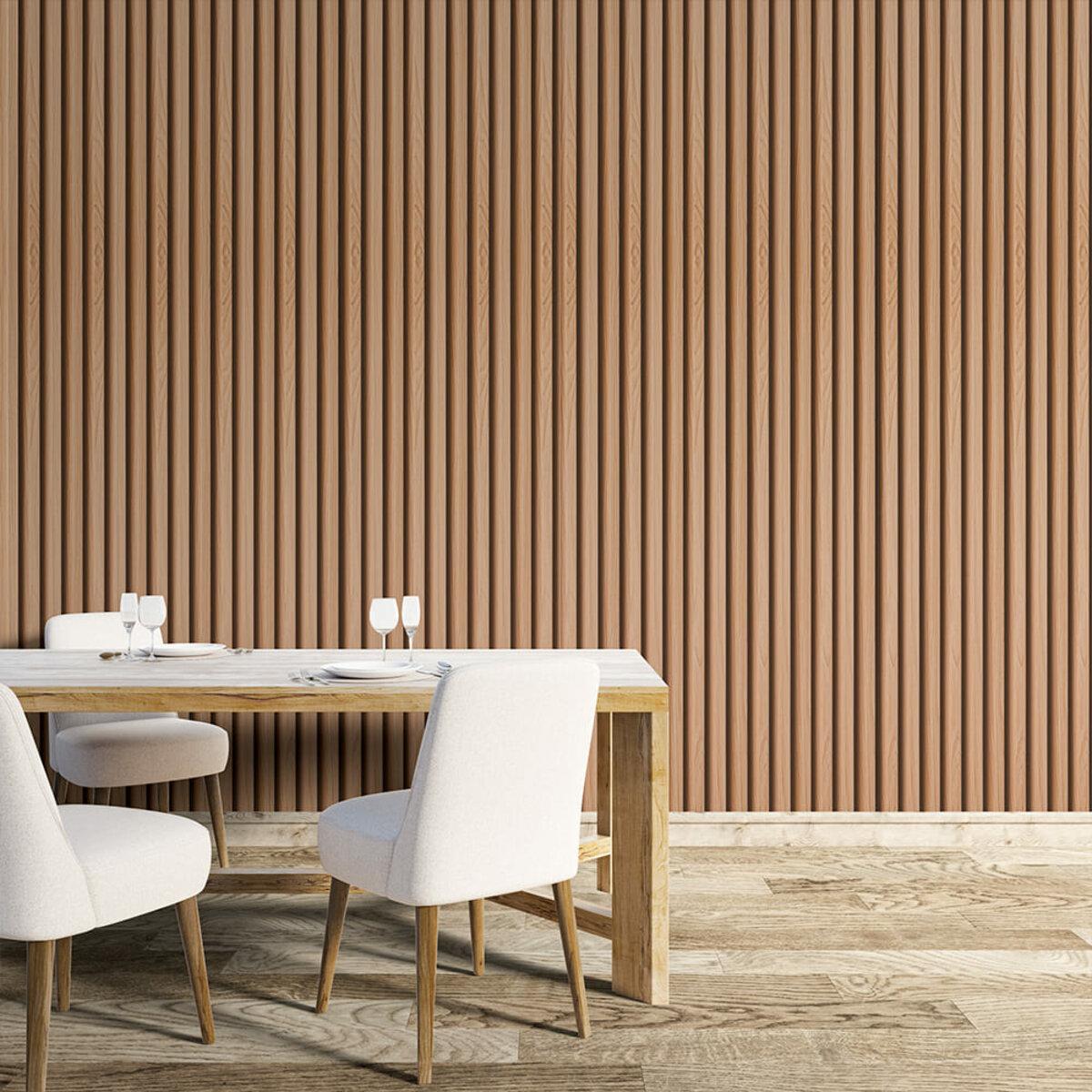 Декоративные рейки для стен WPC в интерьере, рейка вишня 3000x160x23 мм — реечная стеновая панель под дерево