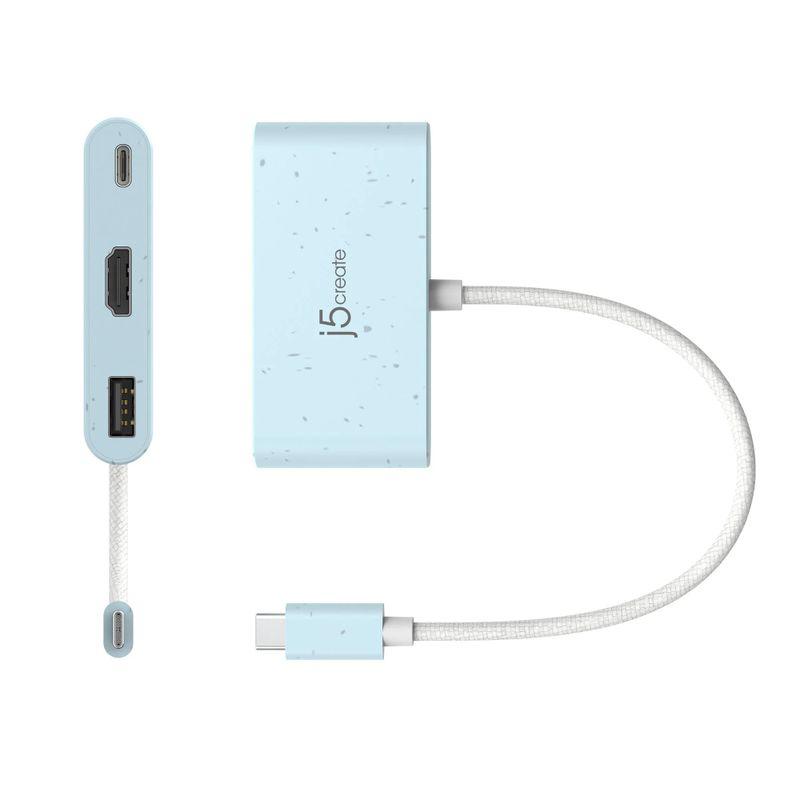 USB-C перехідник J5create з HDMI 4K, USB-A 5 Гбіт/с і портом USB-C Power Delivery