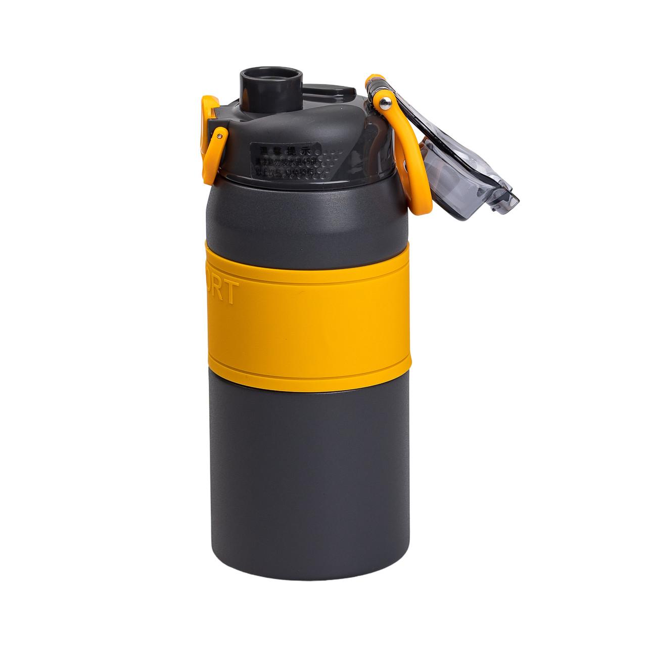 вакуумный питьевой термос из нержавеющей стали 600 мл с открытой крышкой, показывает герметичную силиконовую прокладку