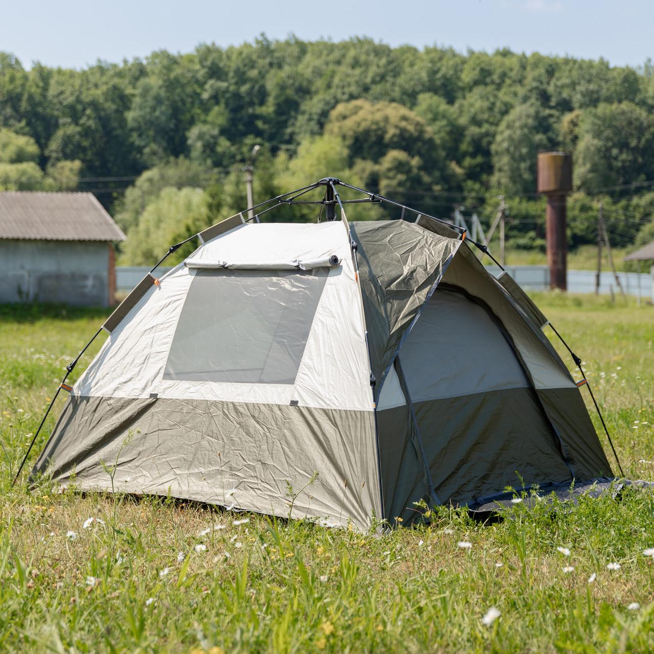 Кемпинговая палатка трехместная с автоматическим каркасом и вентиляционными окнами