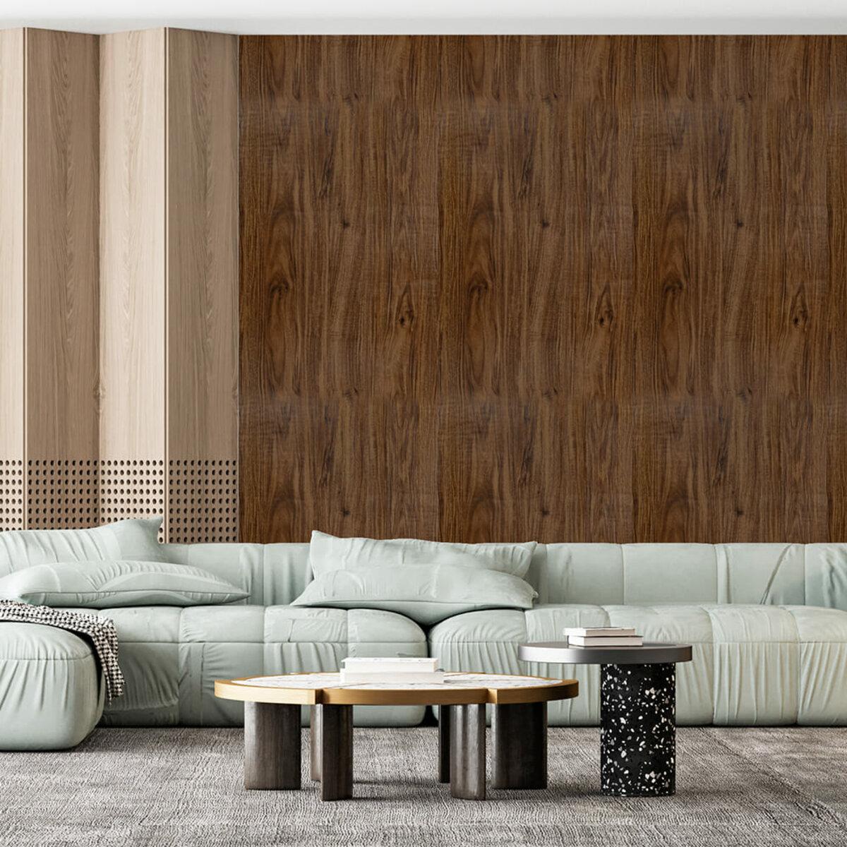 виниловая самоклеящаяся плитка в рулоне 600x3000 каштан в интерьере