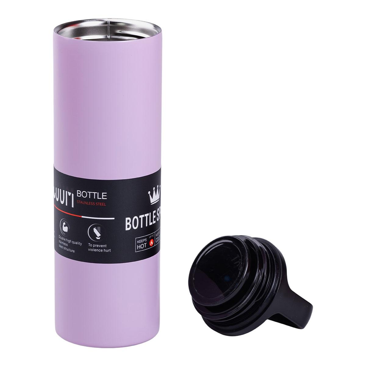 Вакуумный термос для путешествий 500 мл с широкой горловиной и крышкой-ручкой, вид открытым