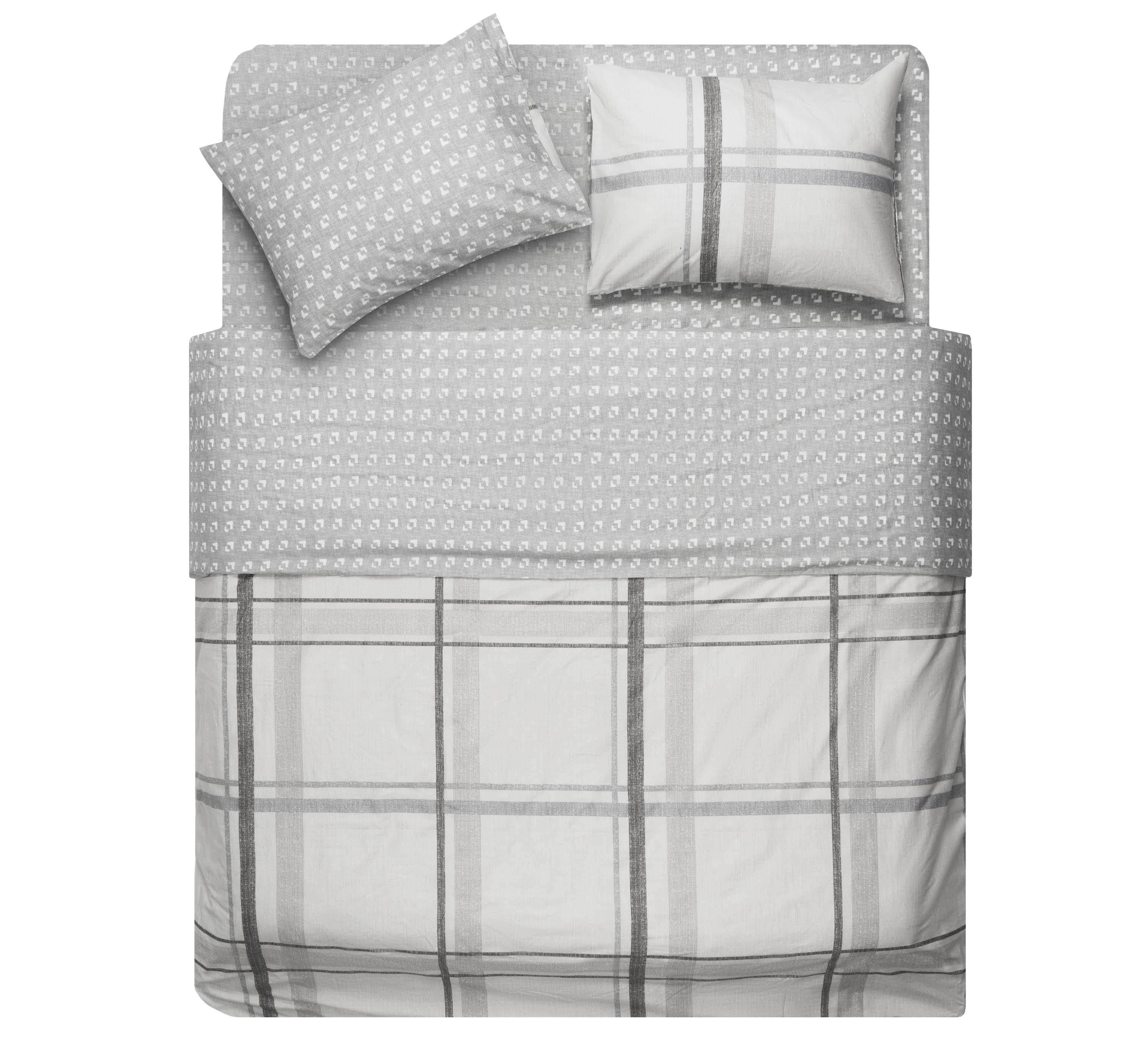 Полутораспальное сатиновое постельное бельё в клетку тауп — комплект пододеяльник 160x220 простыня 160x220 наволочки 50x70