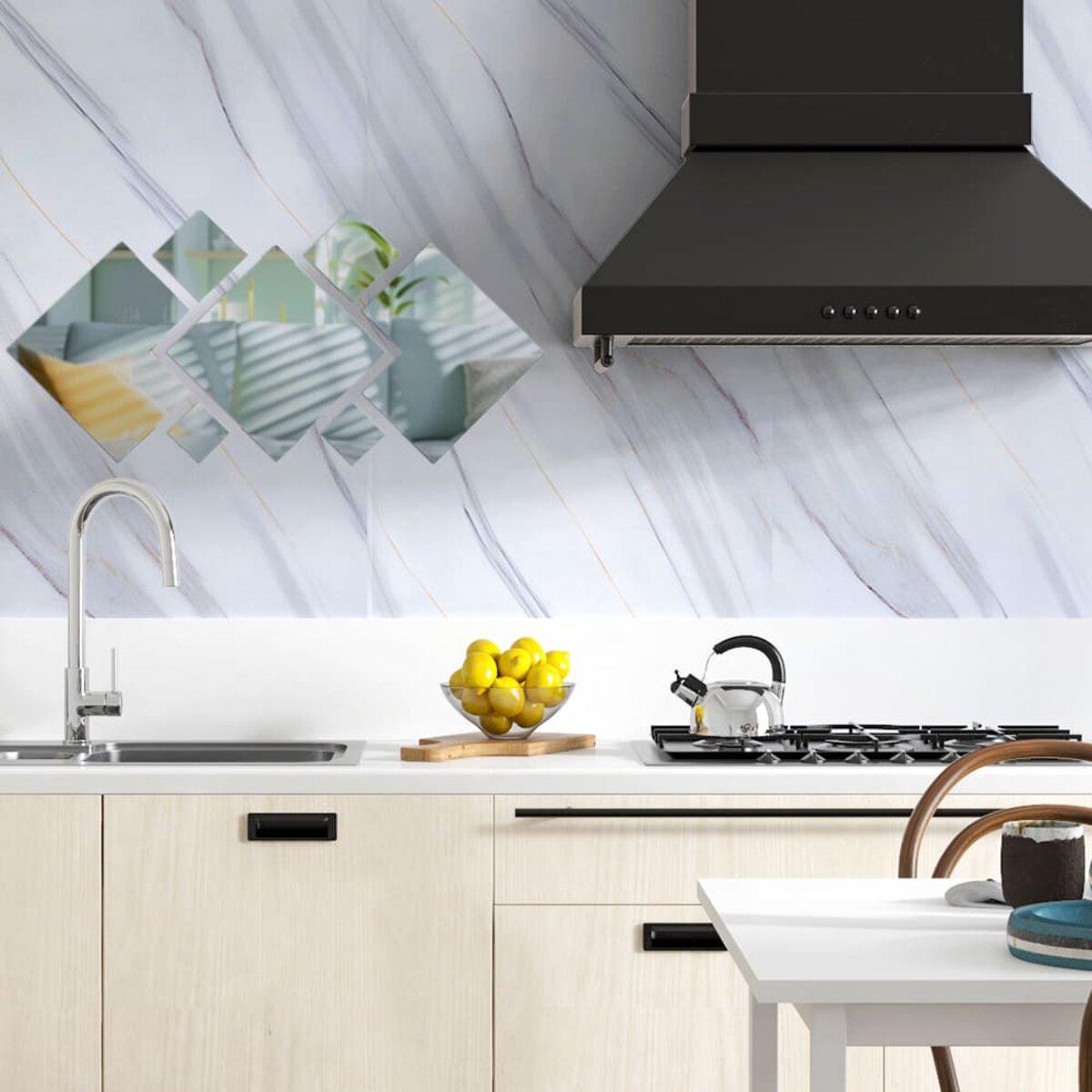 Зеркальные акриловые наклейки в интерьере кухни, зеркальный декор для интерьера, толщина 1 мм