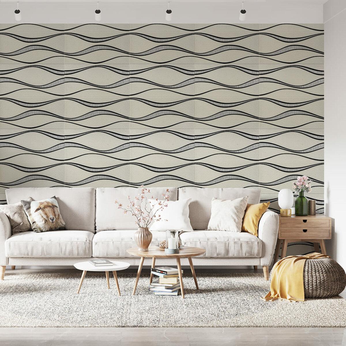 3D панели белые волны в интерьере — панель для стен 700x700 мм