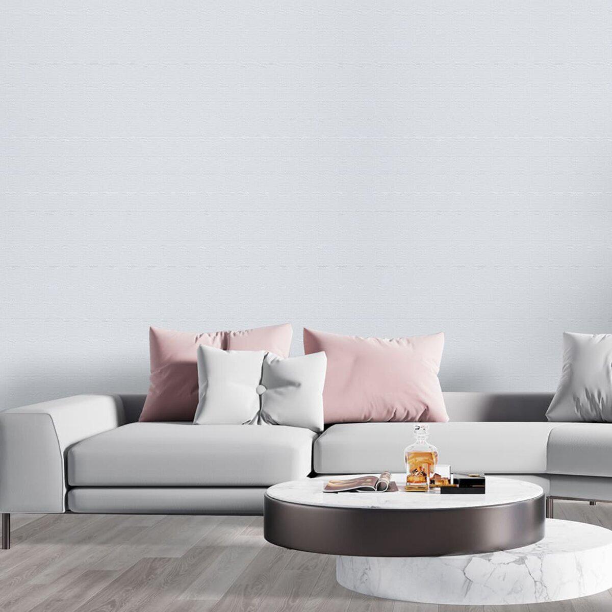 Рулонная виниловая плитка 600x3000 мм белый холст в интерьере - декоративная панель для стен