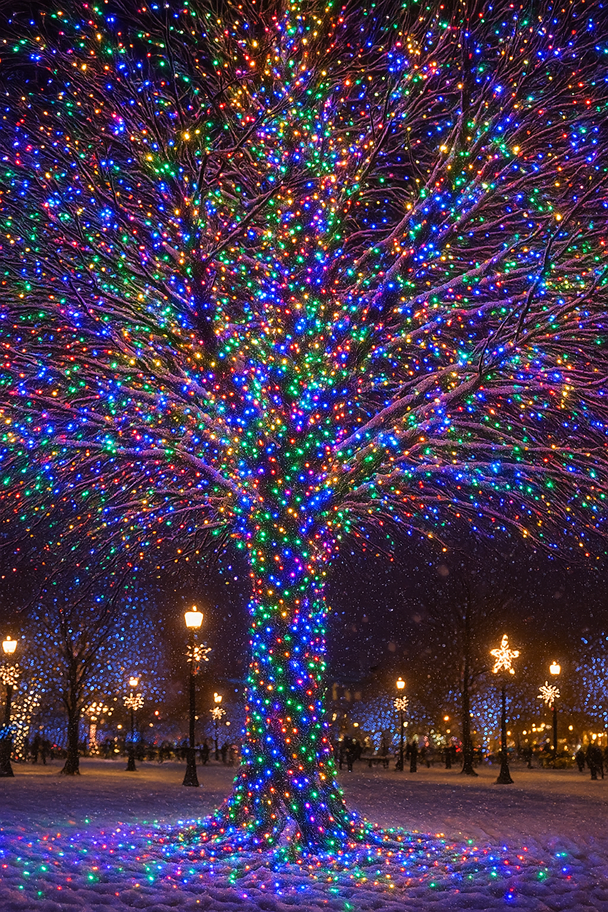 уличная светодиодная гирлянда 100 м 1000 LED мультиколор украшение дерева