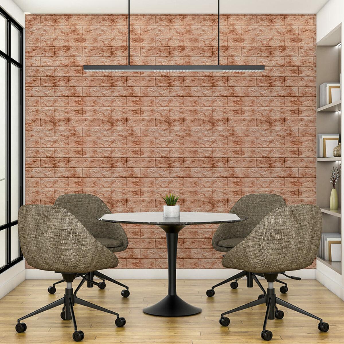Декоративна 3D самоклеюча панель під червону цеглу в сучасному інтер’єрі