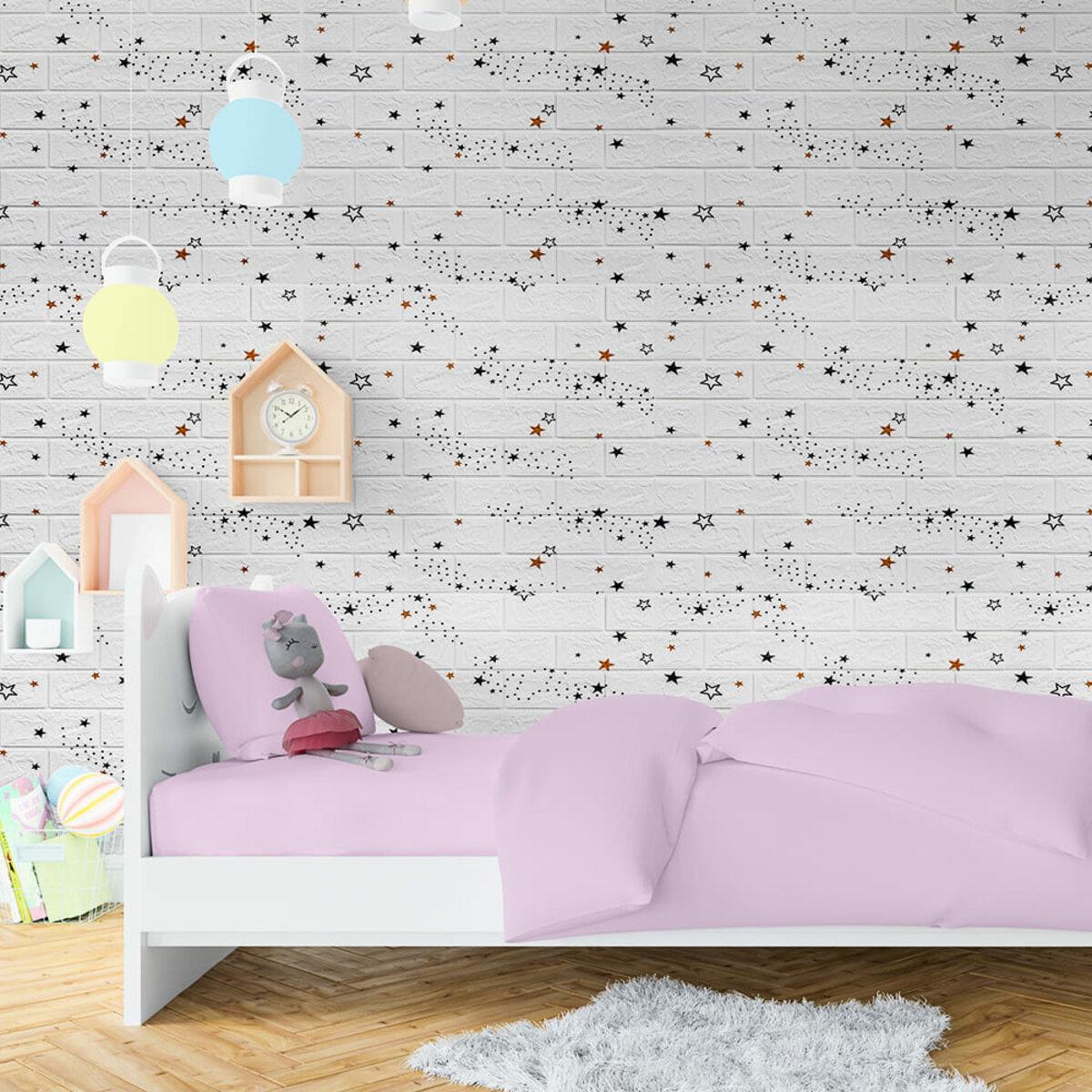 3D панель самоклейка белый кирпич Звезды в интерьере — панели декоративные белый кирпич для стен