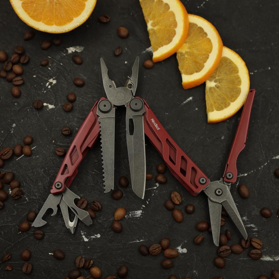 Мультитул для туризма и повседневного использования, красный, 16 функций, плоскогубцы и нож