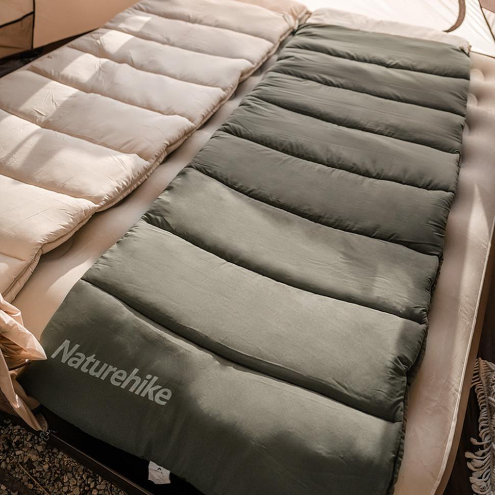 одноместный спальный мешок с капюшоном в палатке, темно-зеленый, бархатная подкладка