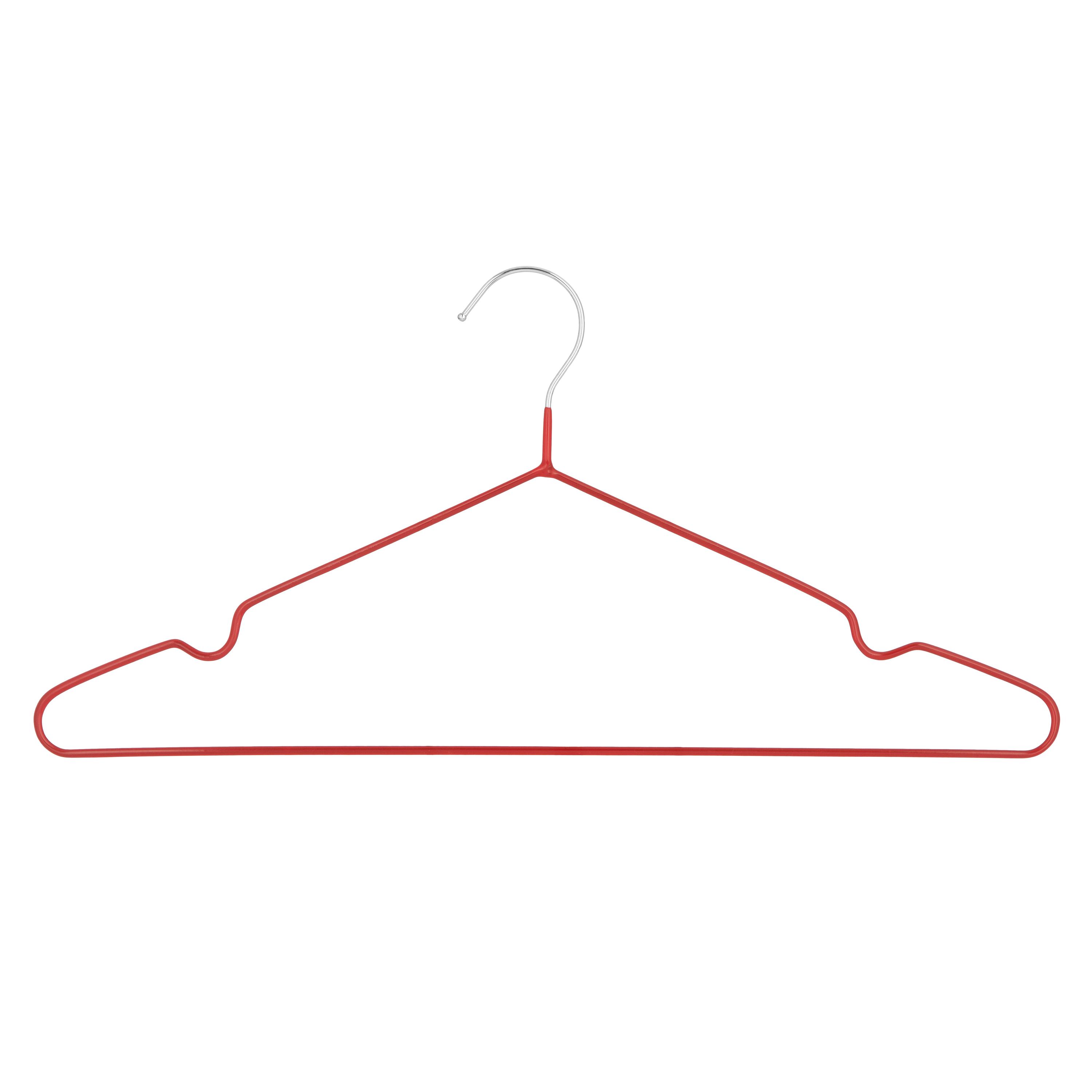 Красные вешалки из металла с ПВХ покрытием 40,5 см для одежды в интерьере