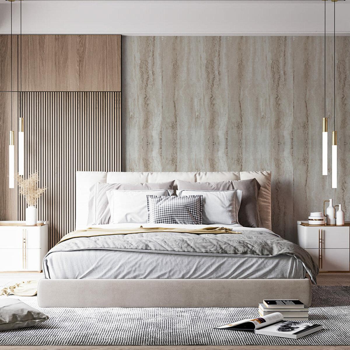 Виниловая рулонная плитка под мрамор в интерьере — перламутровый глянец 600x3000 мм