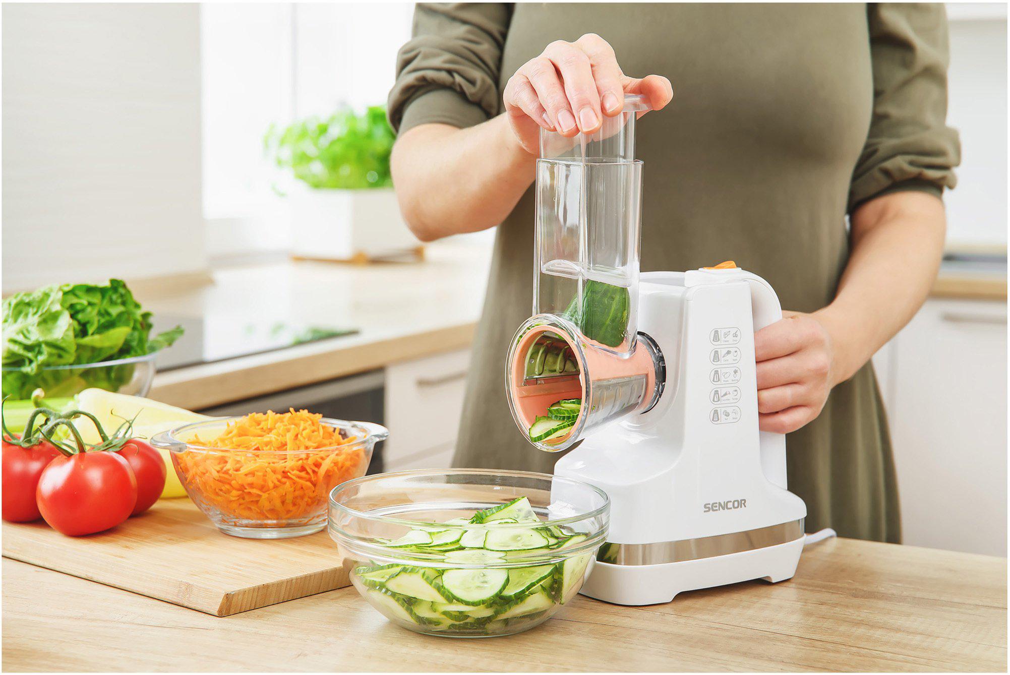 Мультирезка для овощей и фруктов в применении — слайсер для тонких ломтиков, 150 Вт, 1 л