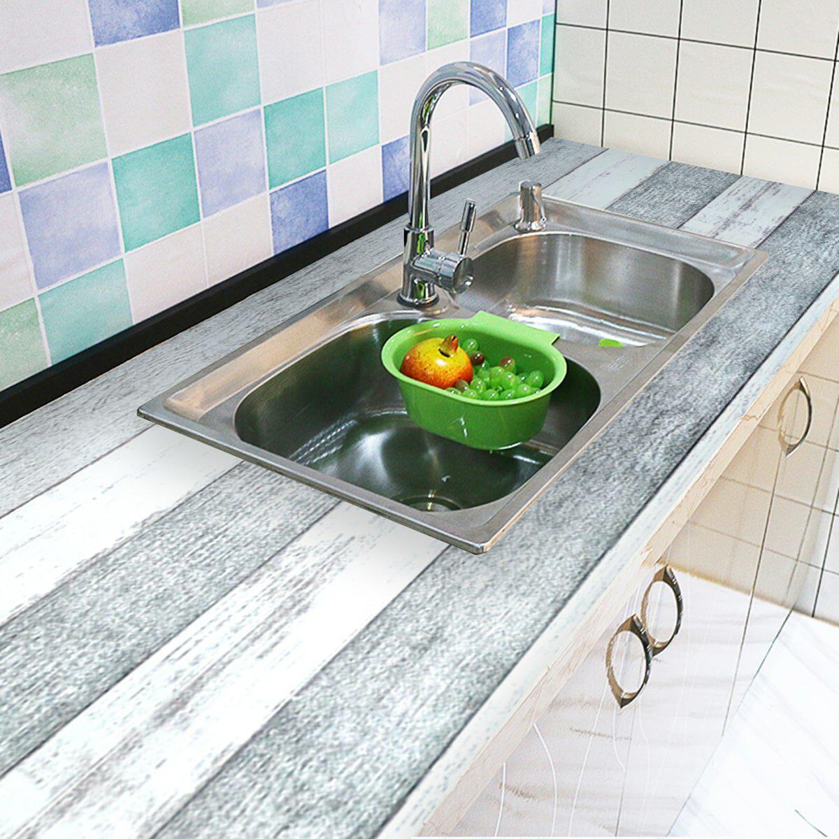 Самоклеящаяся пленка для кухни и мебели древесно-угольная 0,45х10м — применение на рабочей поверхности у мойки