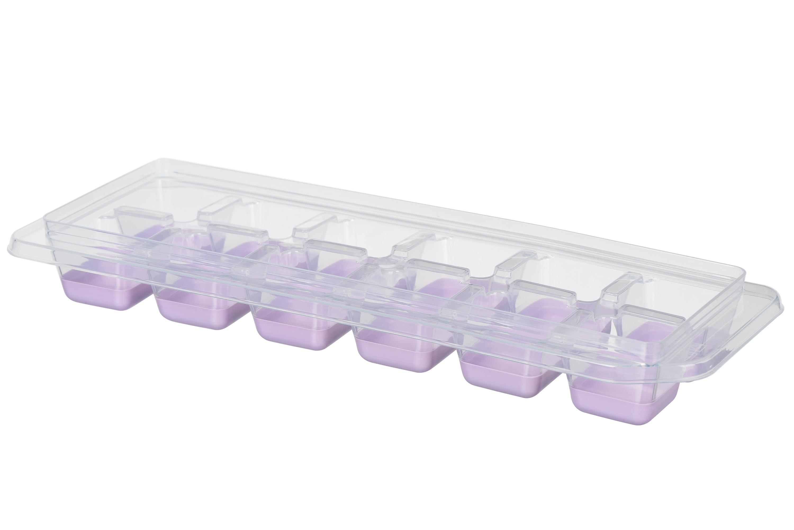 Силиконовая форма для кубиков льда Ardesto на ячейки, прозрачная крышка, лиловая, удобный размер для морозильной камеры