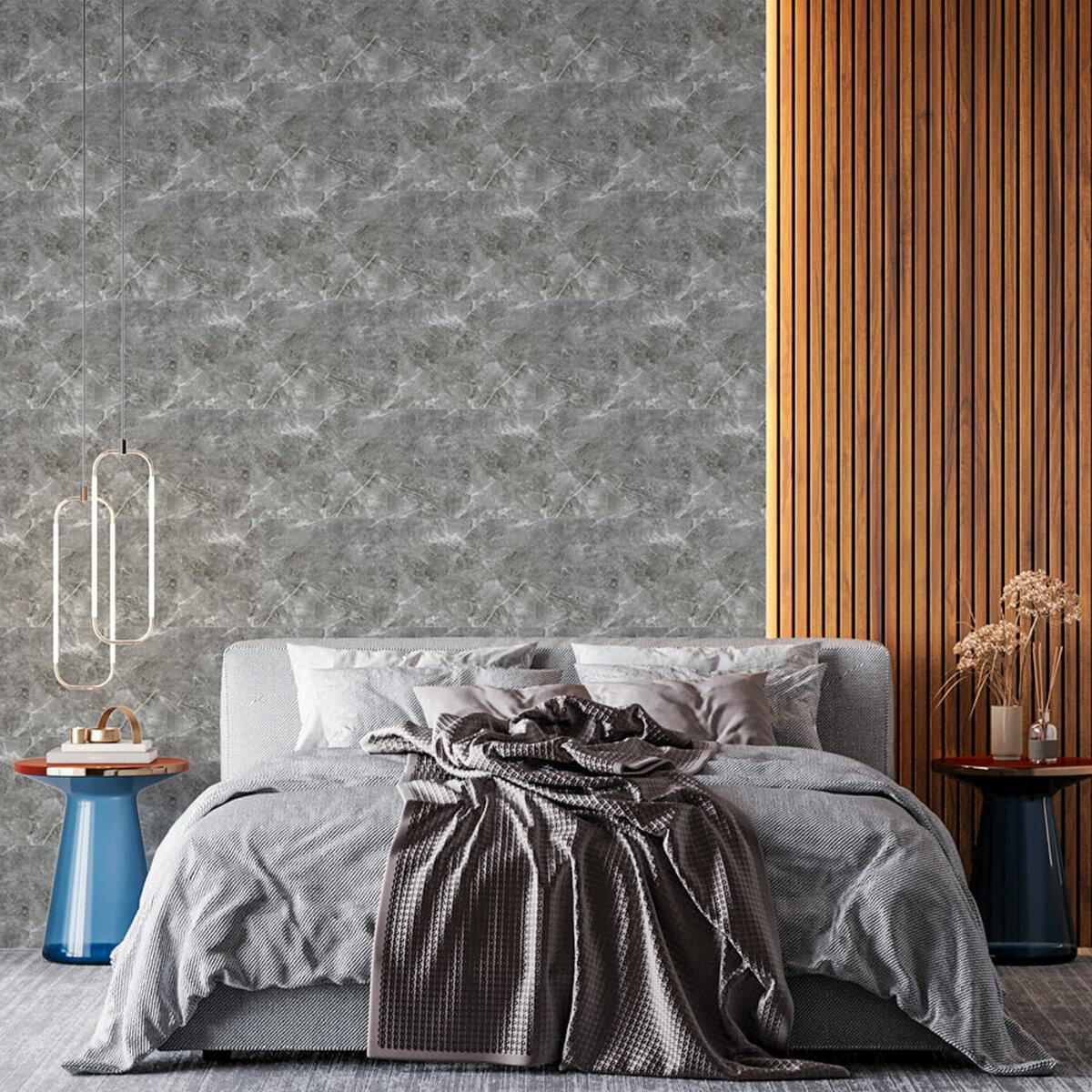 Самоклеящаяся стеновая PET плитка в интерьере, имитация камня 600x300x2 мм