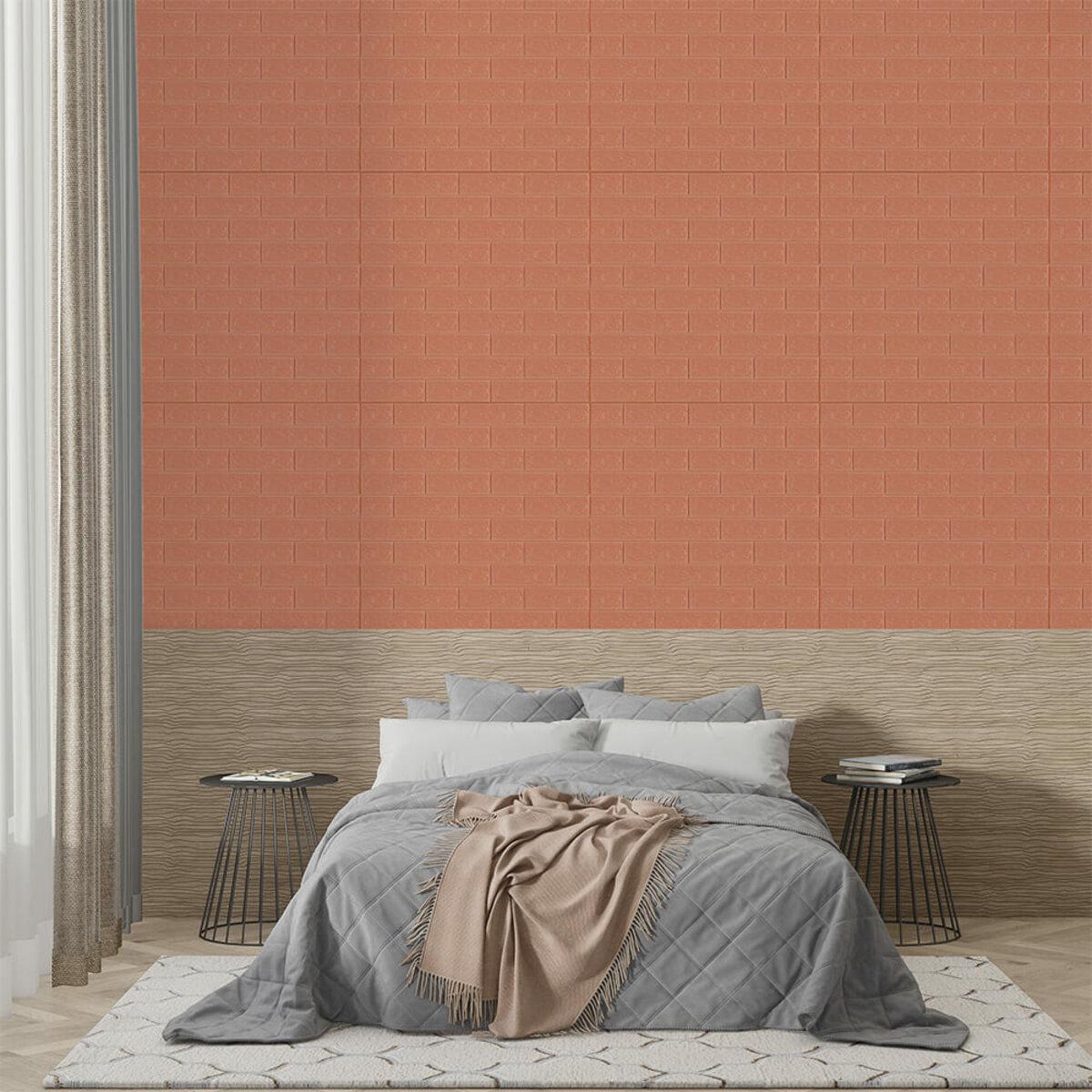 3D панели под кирпич для интерьера коричневые — самоклеящаяся панель 700x770 мм