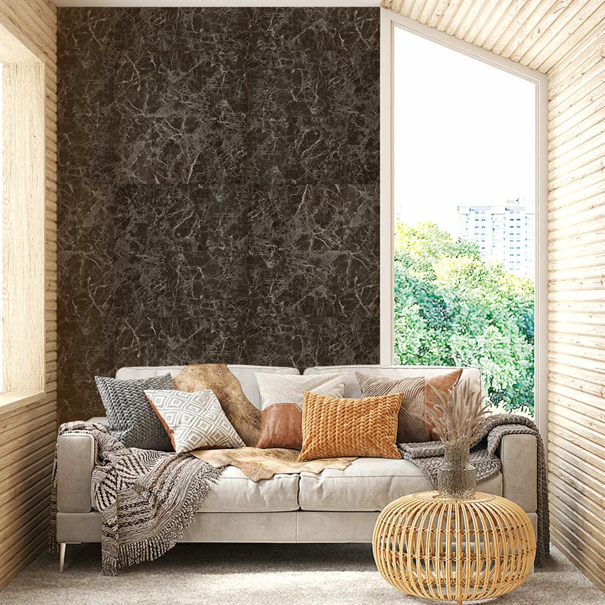 виниловая плитка имитация мрамора 600x300 глянец в интерьере - самоклеящаяся ПВХ плитка