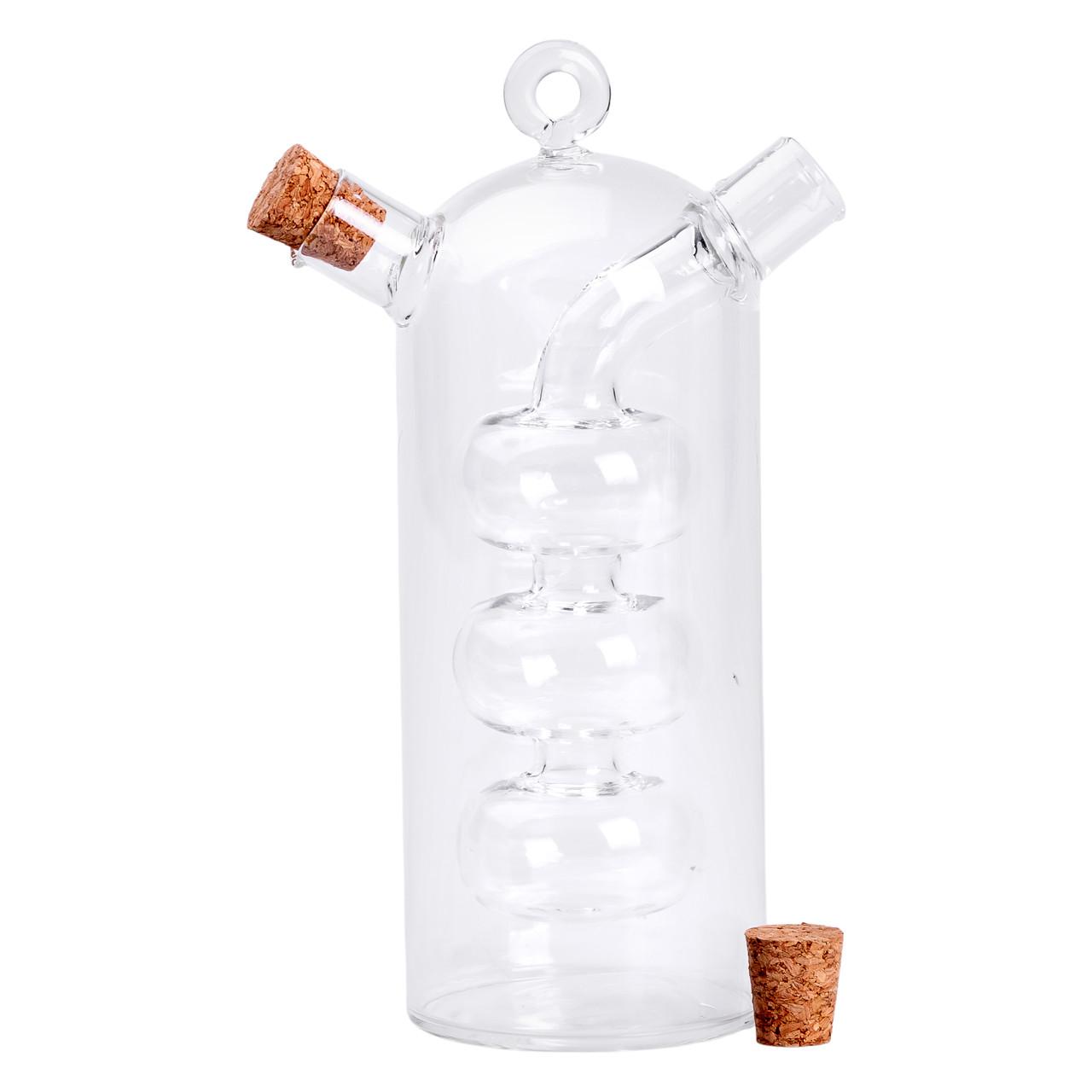 Двойная стеклянная бутылка для оливкового масла и уксуса с пробковыми крышками, удобная для сервировки