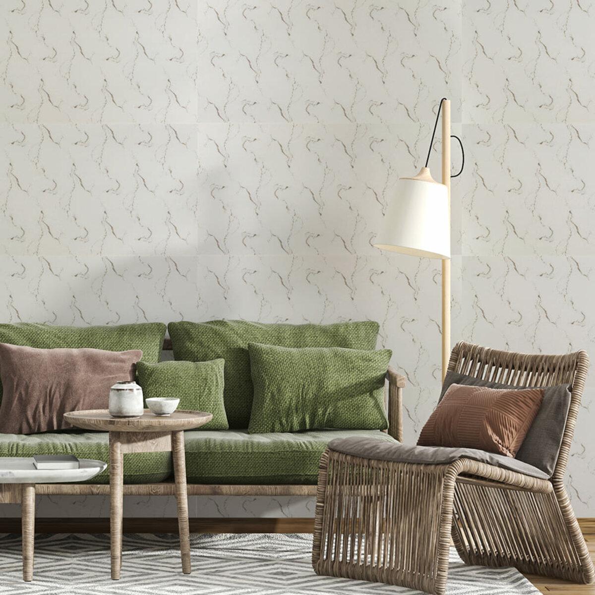 Самоклеюча стінова PET плитка 600х300 мм у сучасному інтер’єрі вітальні