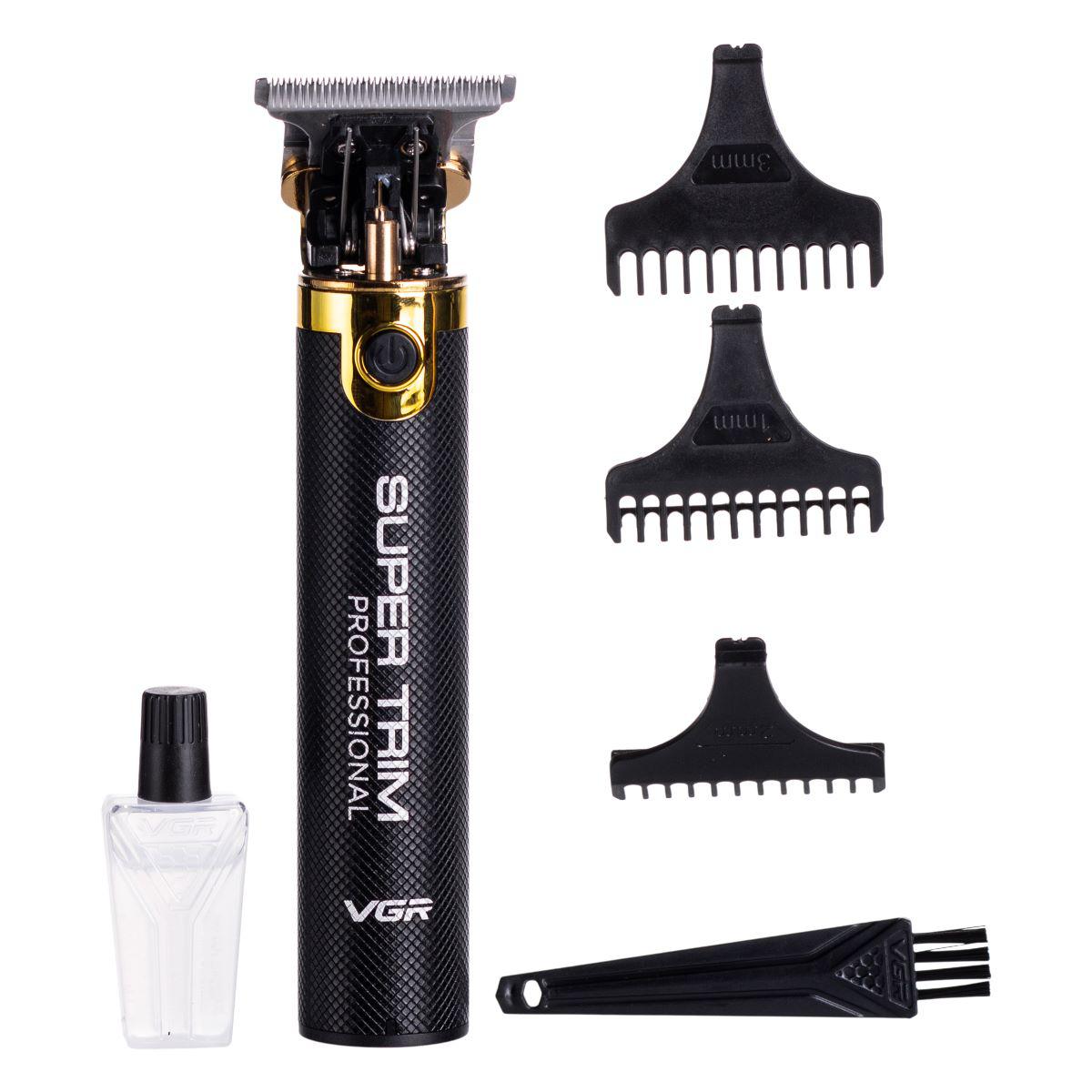 беспроводная машинка для стрижки волос VGR V-082 с насадками 1/2/3 мм и щеточкой для чистки