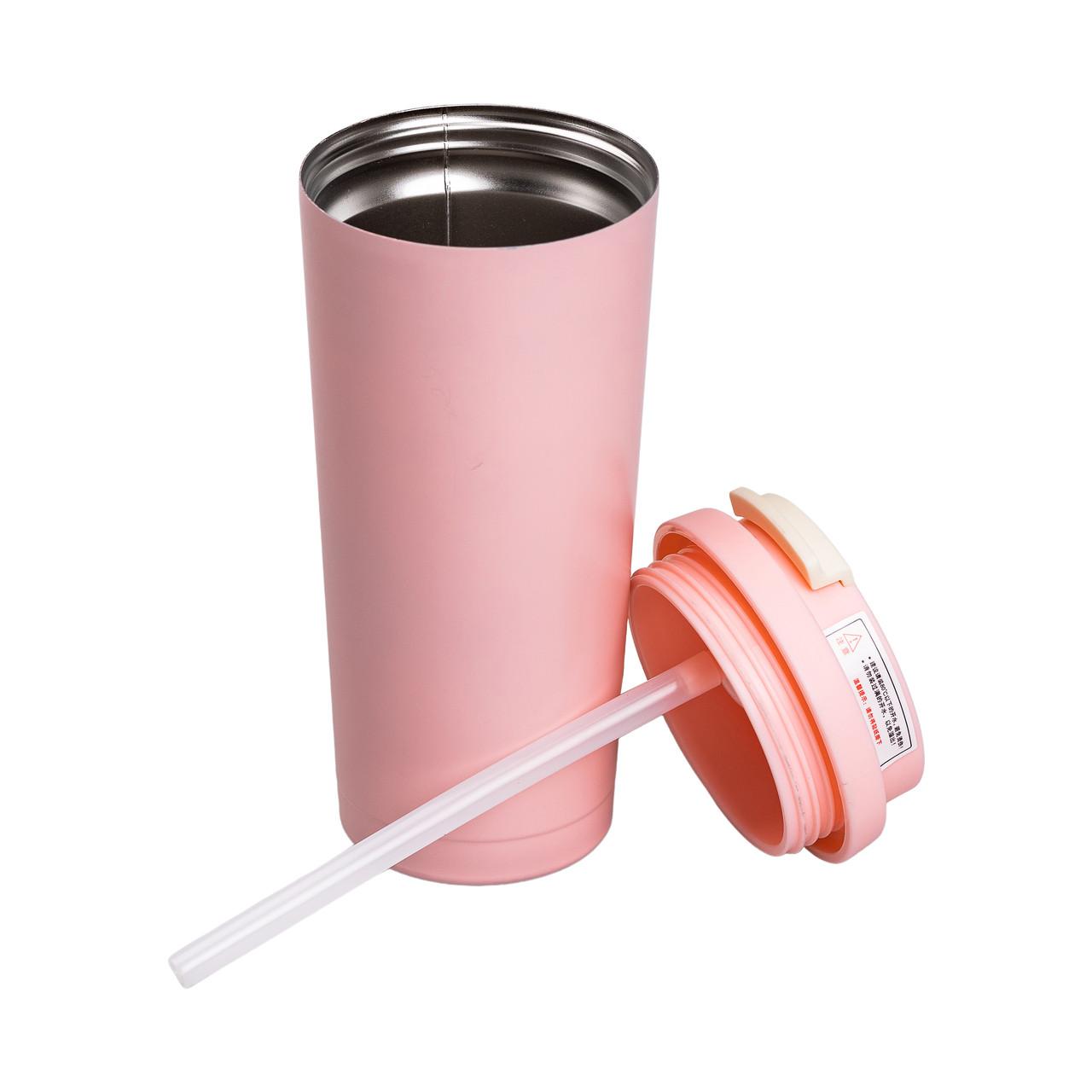 Внутренняя колба из нержавеющей стали, термокружка 500 мл с соломинкой