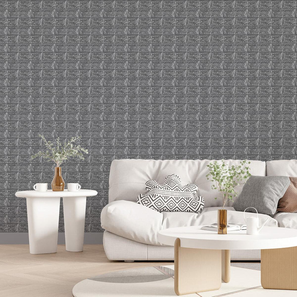 самоклеящиеся 3D панели для стен серебристые в интерьере — панель 700x770x2 мм