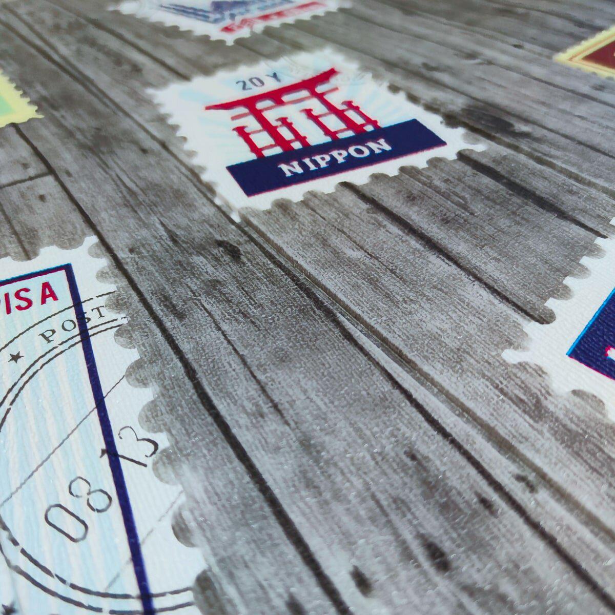 Крупный план текстуры самоклеящейся 3D панели почтовые марки — фактура и покрытие