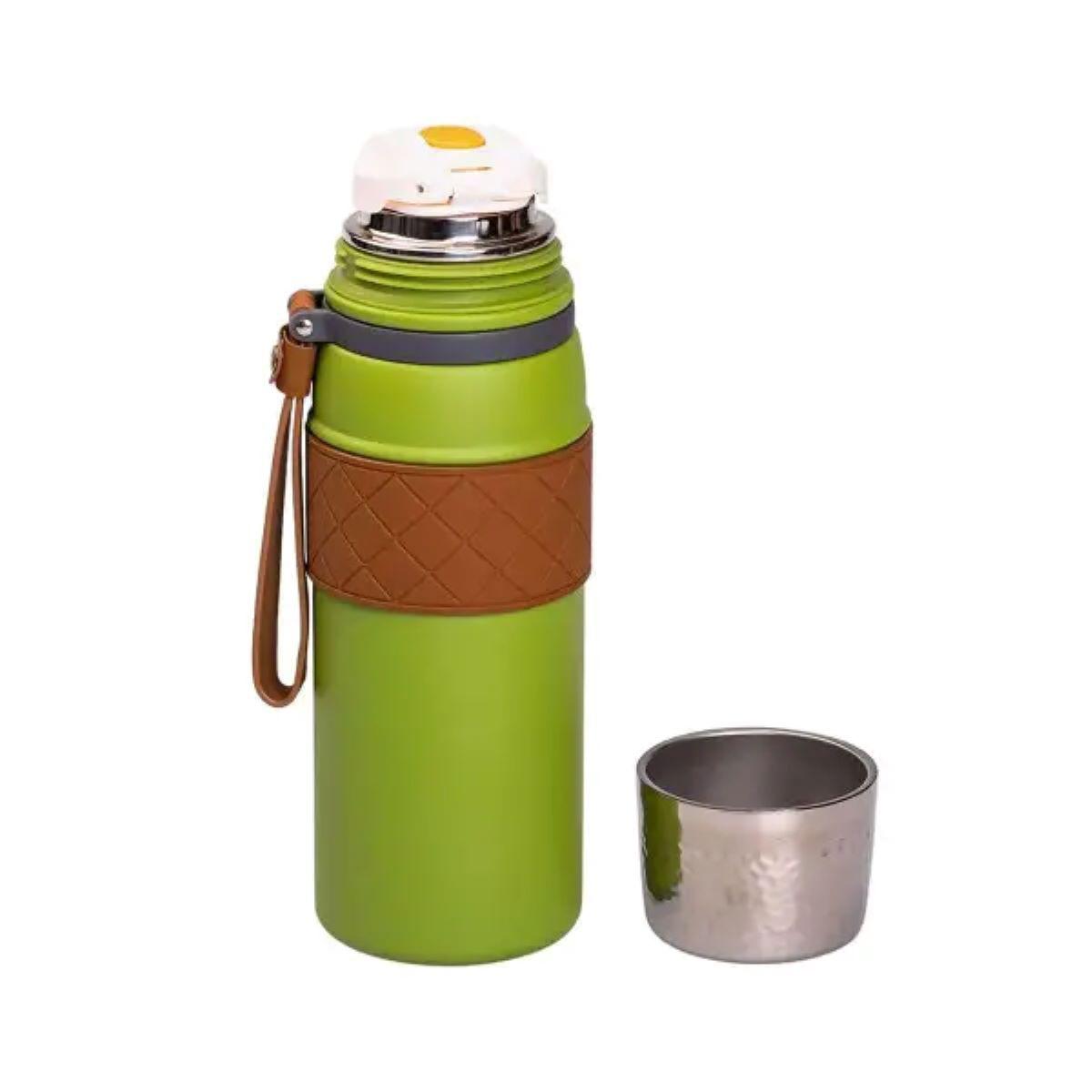 термос с чашкой и кнопочной крышкой, вакуумный питьевой термос 700 мл с герметичной прокладкой