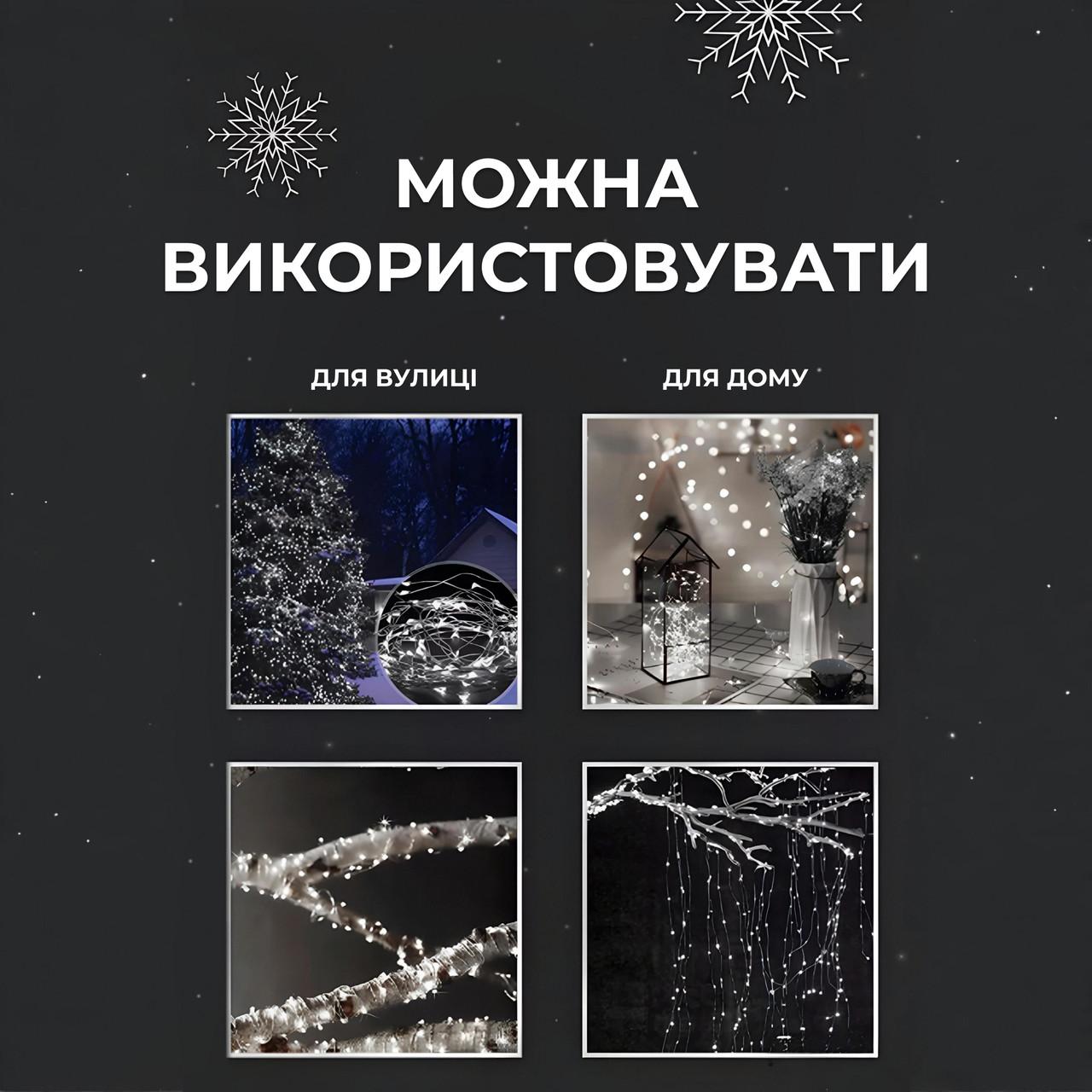 Біла світлодіодна гірлянда роса для декорування дому та вулиці