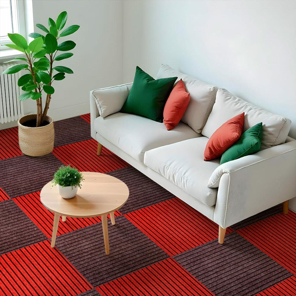 Ковролиновая самоклеящаяся плитка 600x600 в интерьере кухни — плитка под ковролин мокко