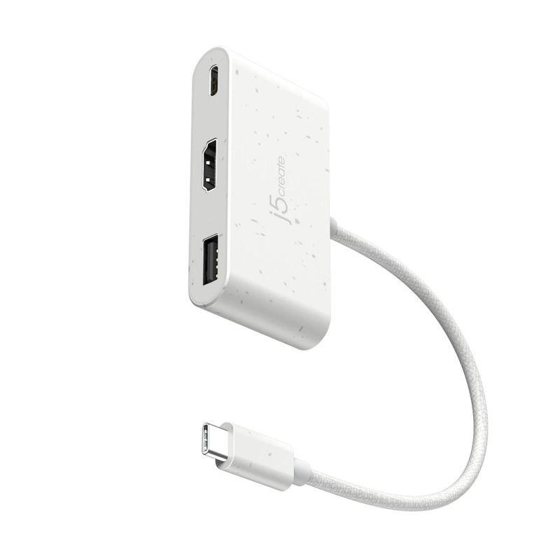 Мультиадаптер J5create USB-C на HDMI 4K з USB-A 5 Гбіт/с і заряджанням PD