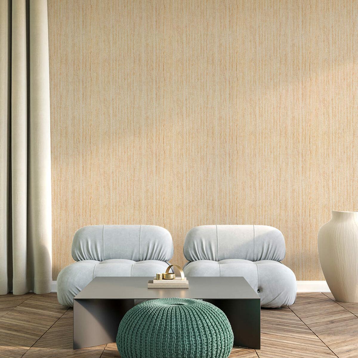 Самоклеюча гнучка штукатурка пісочного кольору в сучасному інтер'єрі вітальні