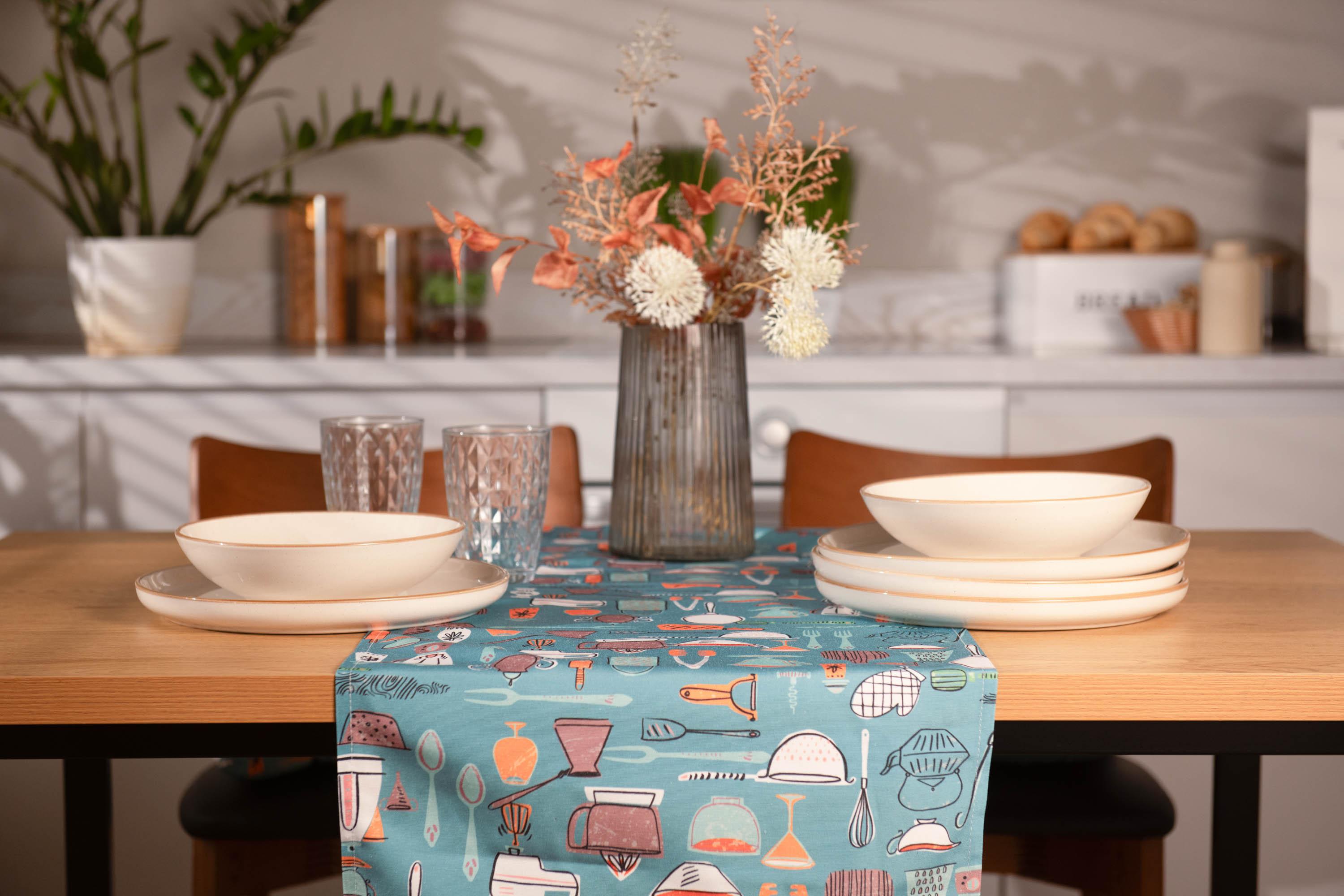 дорожка на стол 40x140 см в интерьере — текстильный раннер для сервировки стола