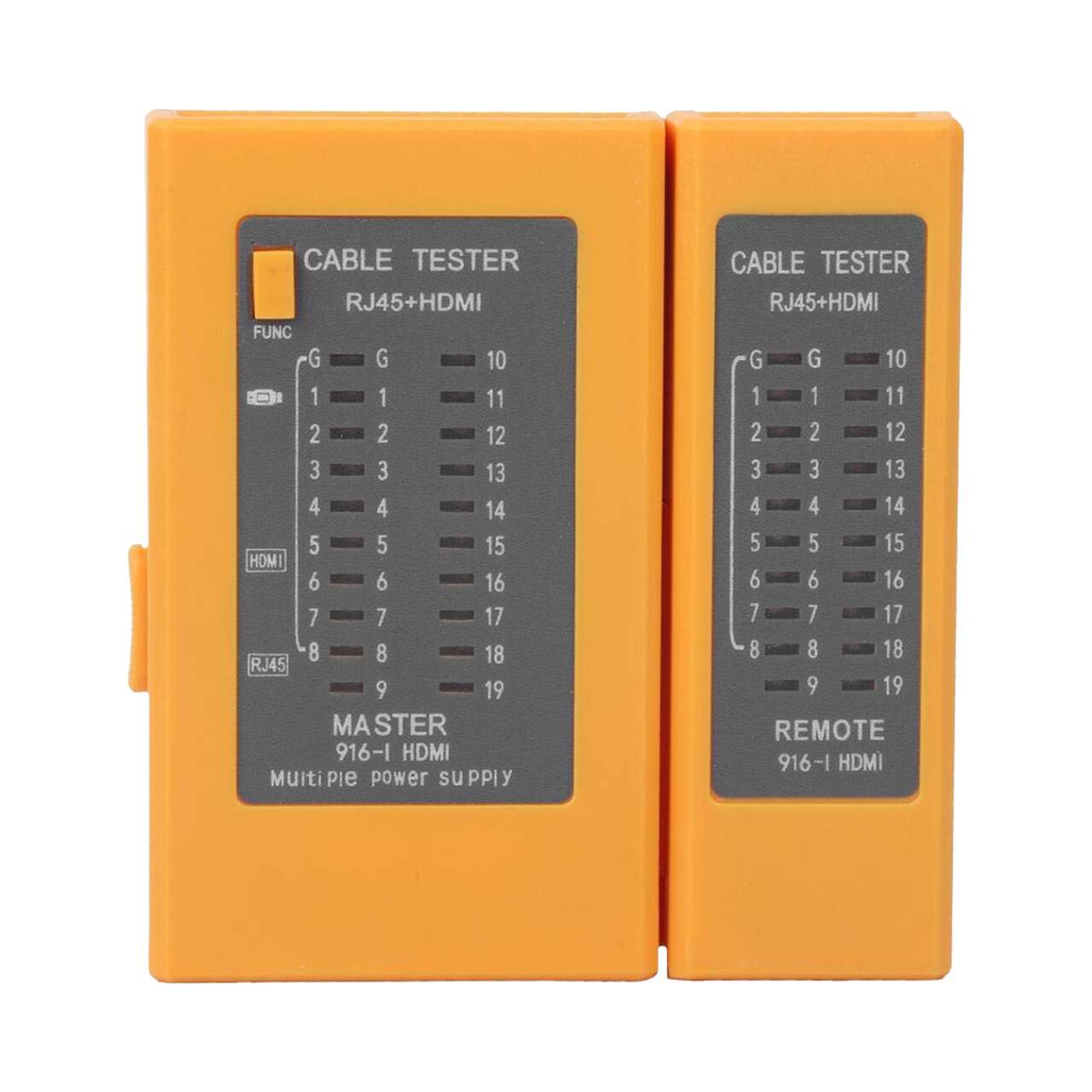 Тестер кабелів GreenVision GV-916 для перевірки HDMI та RJ45, основний і віддалений модулі