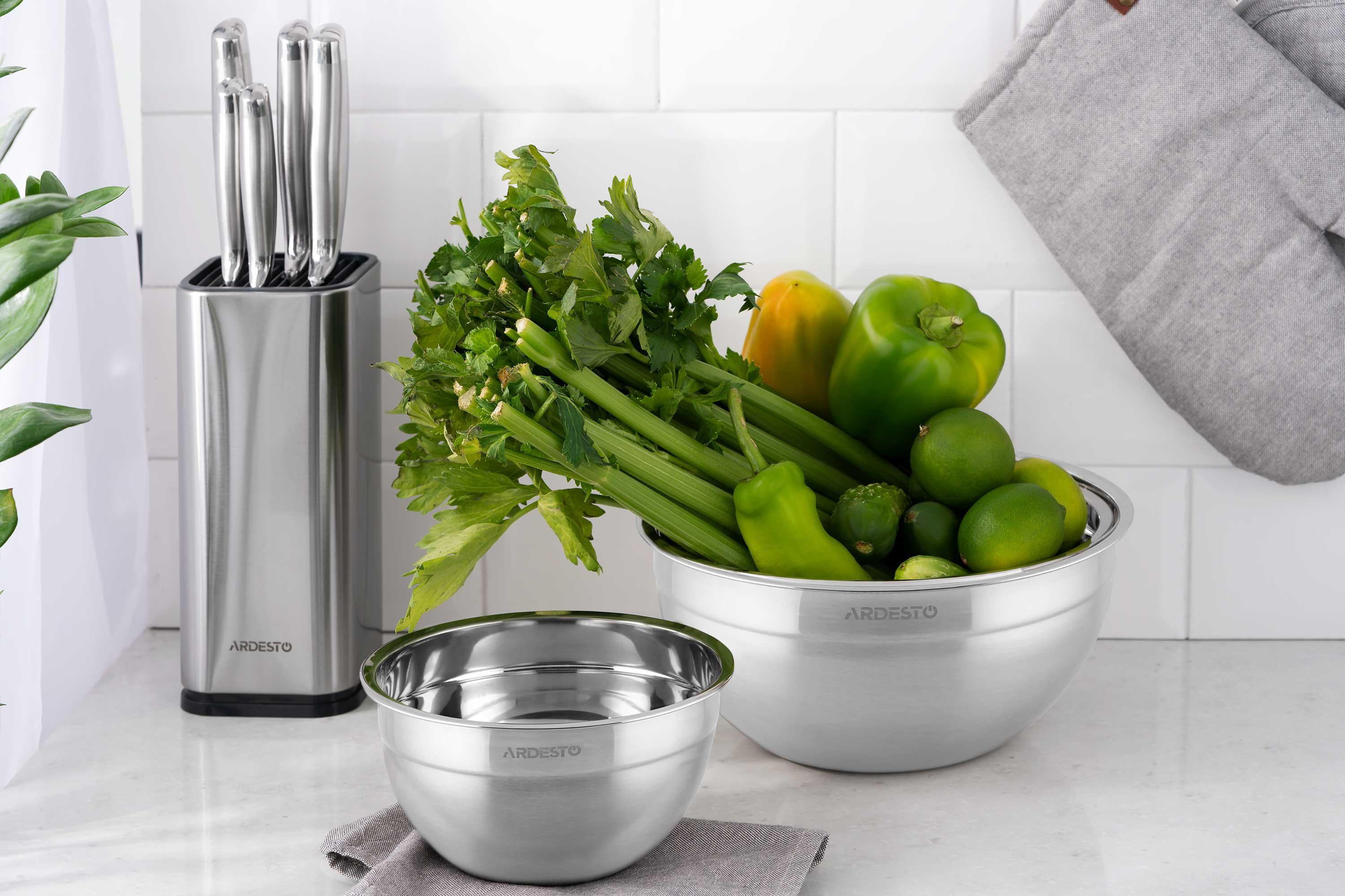 миска из нержавеющей стали 18 см ARDESTO Gemini для смешивания и подачи, объем 1.45 л