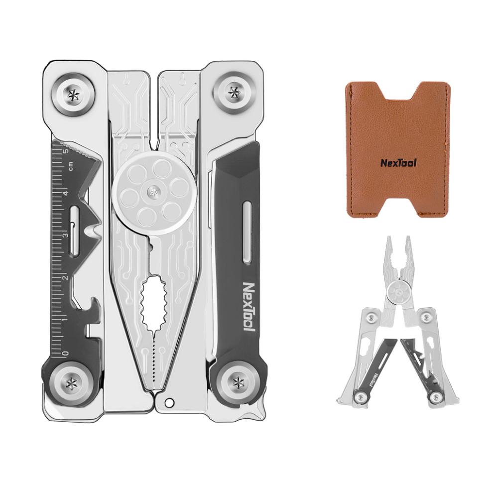 Складений мультитул NexTool Silver Blade EDC з чохлом і розкладеним набором інструментів