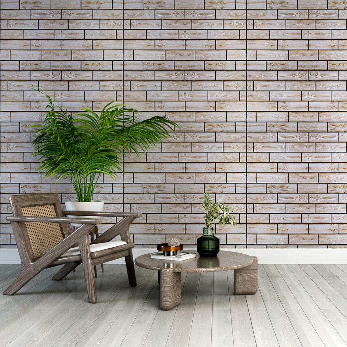 Декоративные ПВХ панели для стен 960x480 мм в интерьере — панель под дерево