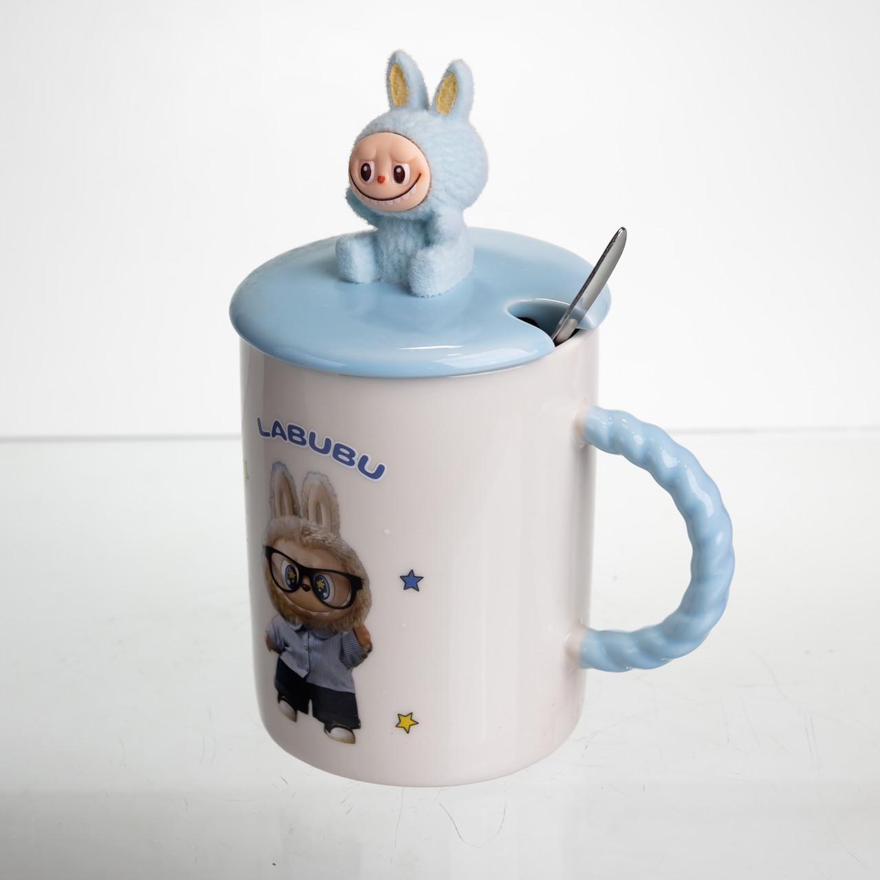 Подарункова кружка Лабубу з кришкою, ложкою та повним набором аксесуарів