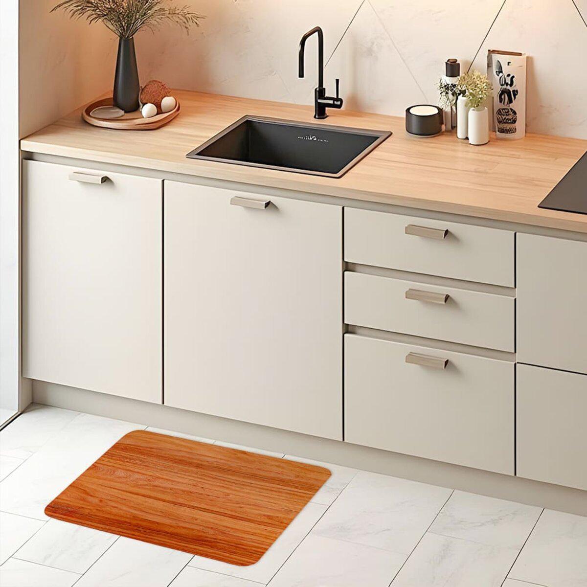 влагопоглощающий коврик 40x60 в интерьере кухни быстро сохнущий антискользящий