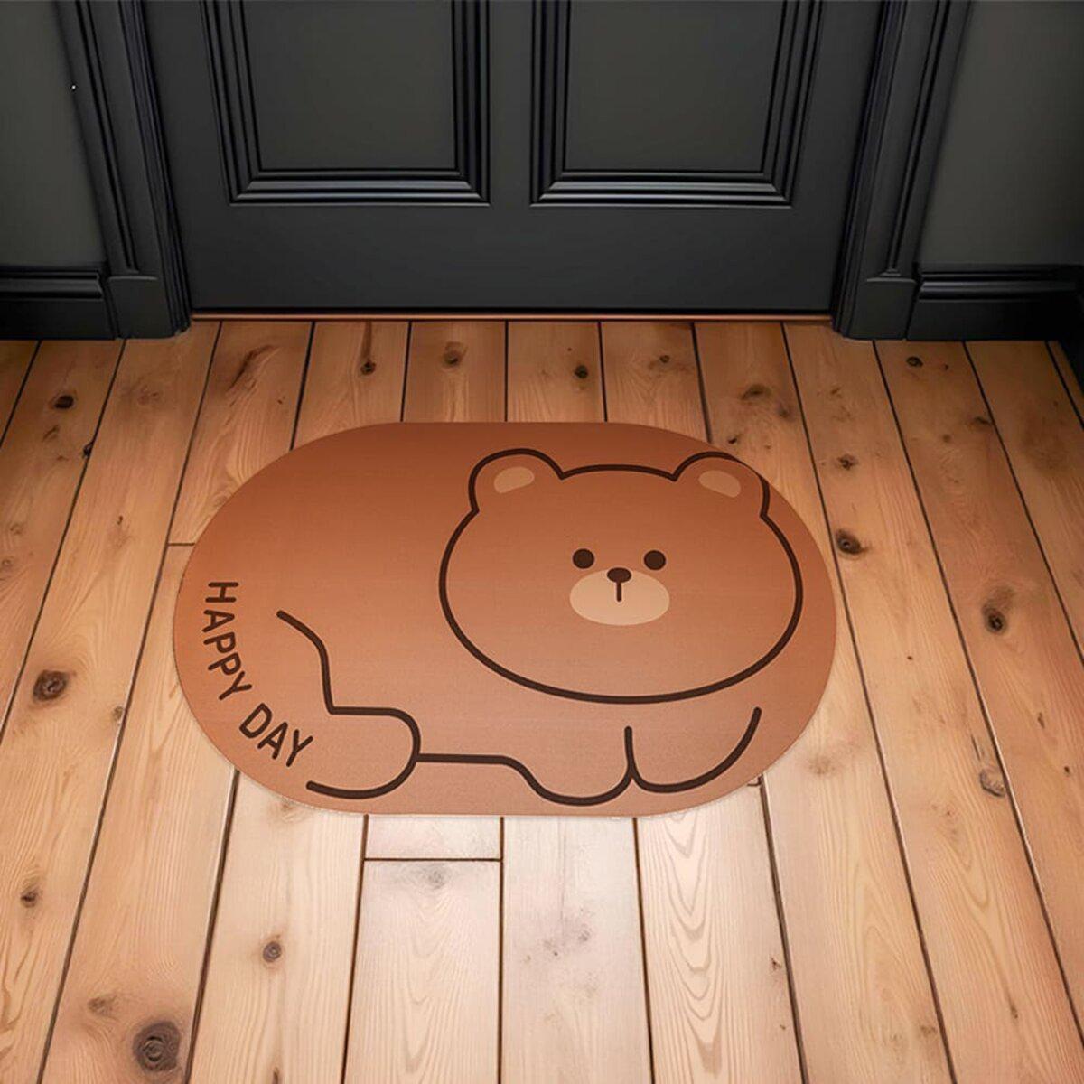 коврик из диатомита 38×58 см на деревянном полу — антискользящий каучуковый слой