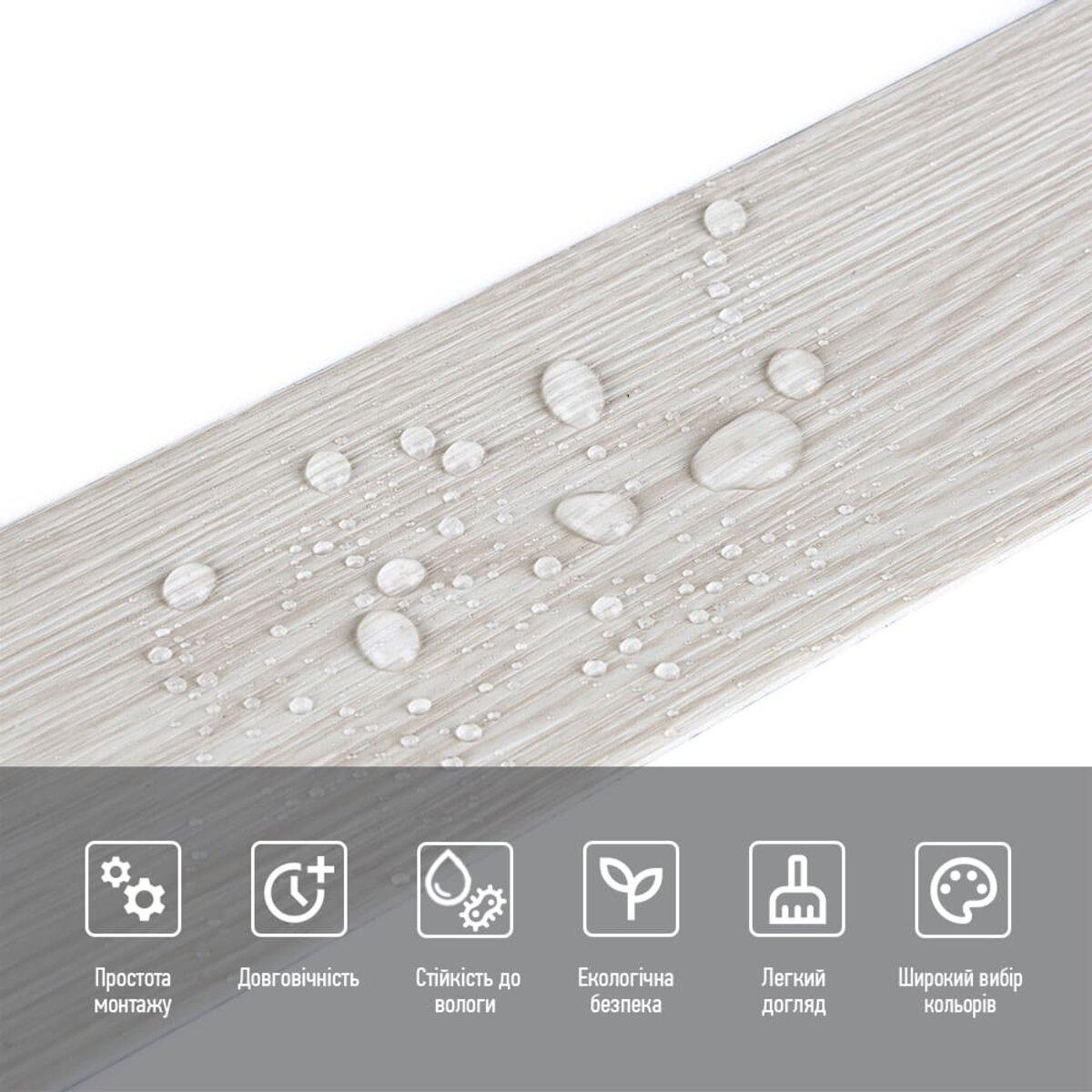 влагостойкая матовая поверхность плинтуса с каплями воды, самоклеющийся плинтус водоотталкивающая текстура