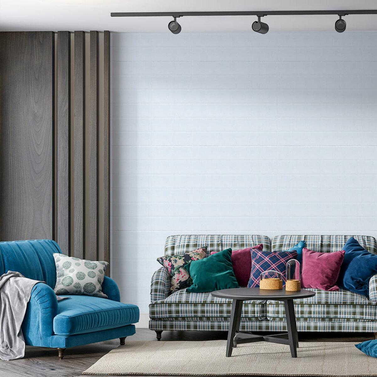 3D панели самоклеящиеся для стен — светлая вагонка в интерьере, панель 700x700 мм