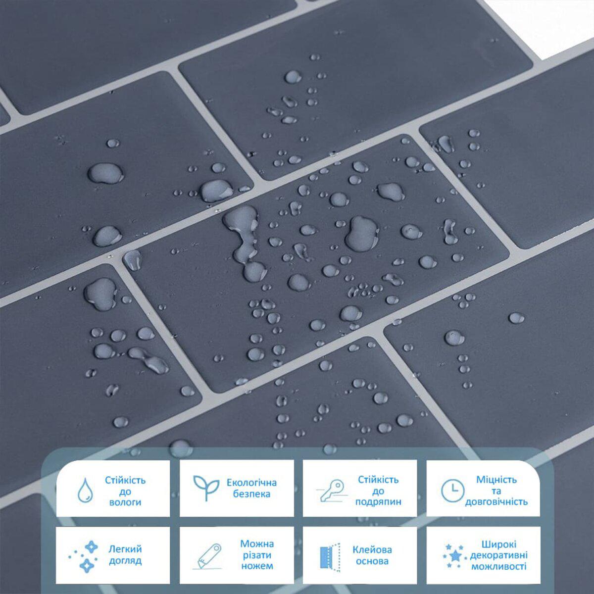 Влагостойкая полиуретановая плитка серый кирпич крупный план с каплями воды — демонстрация водоотталкивающей поверхности