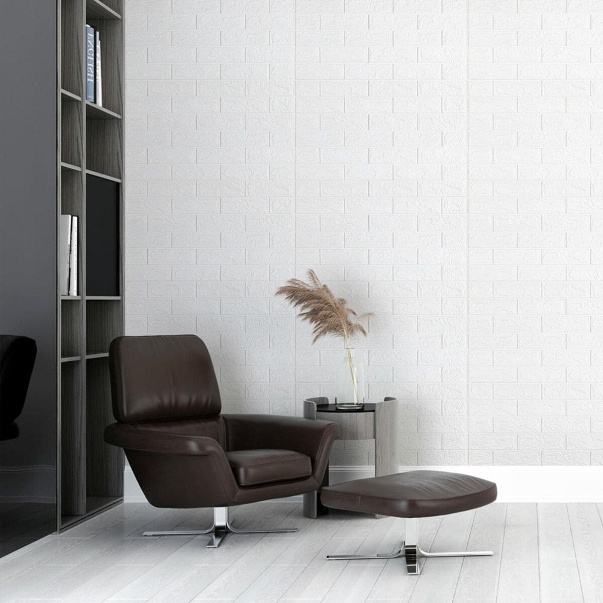 3D панель белый кирпич в интерьере — рулонная панель 19600x700x3 мм