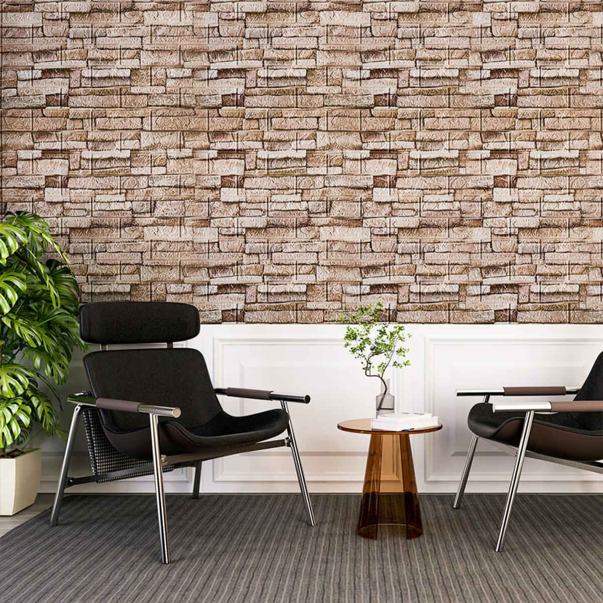 Интерьер с самоклеящимися 3D панелями под кирпич Екатеринославский кирпич — декоративные стеновые панели рельефный кирпич