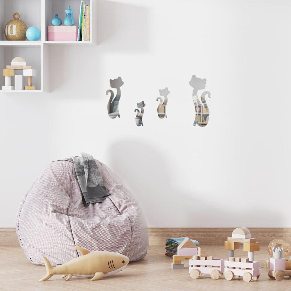 самоклеющийся зеркальный декор котики на стене, декоративные акриловые наклейки