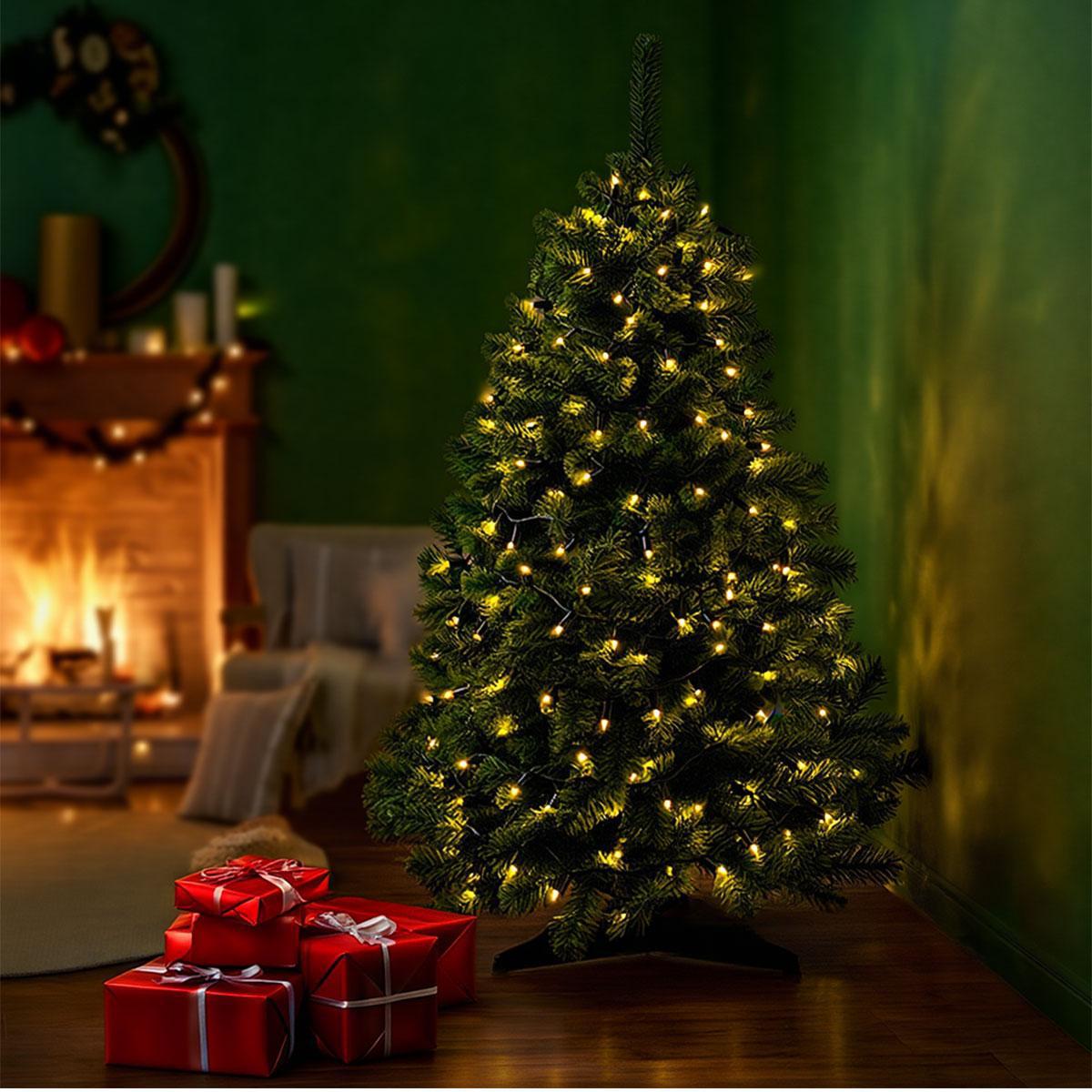 Комнатная гирлянда нить 18 м тёплый жёлтый свет на рождественской ёлке — гирлянда для интерьера тёплое свечение